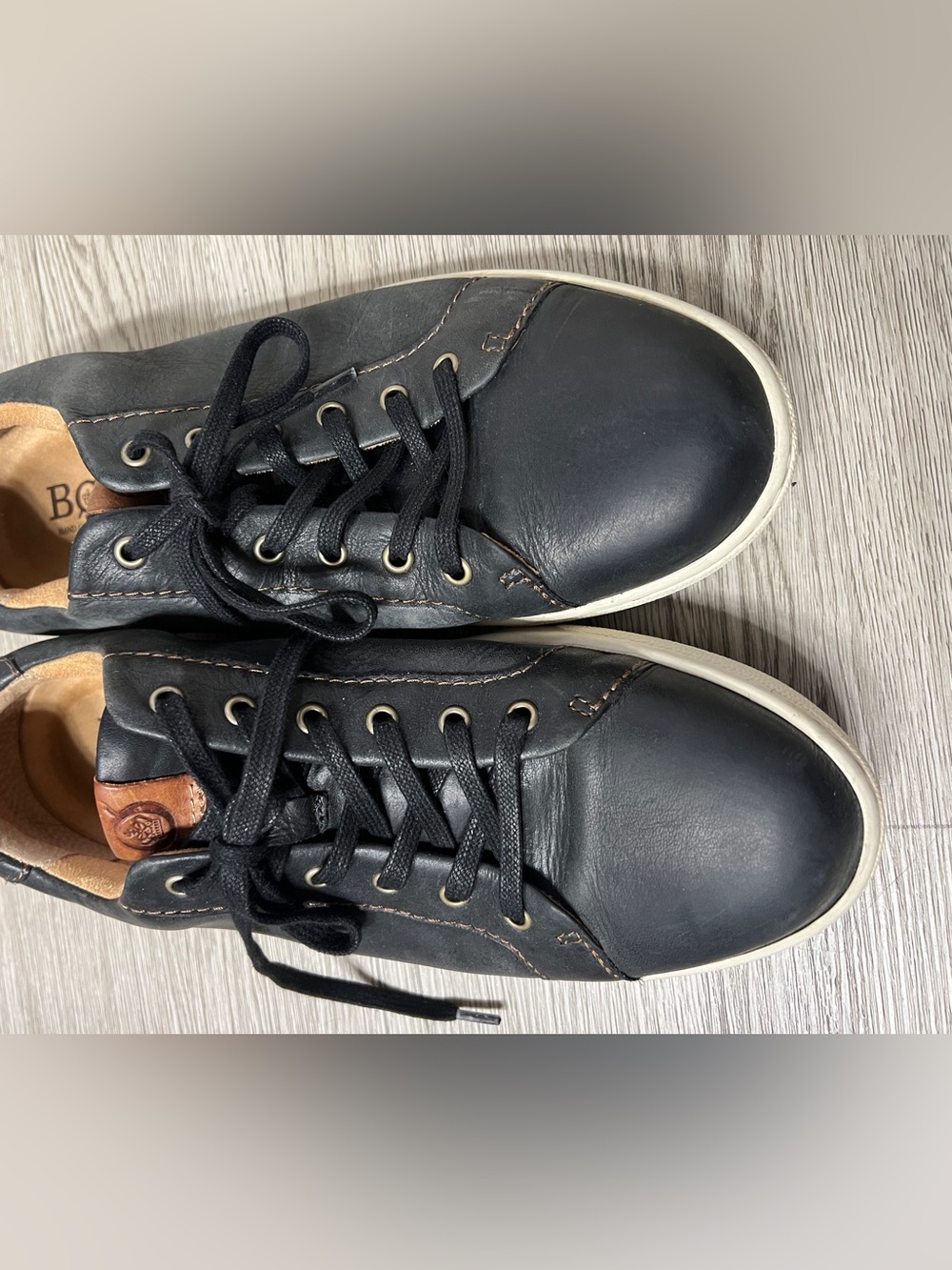 Born Black Leather Low-Top Sneakers with Brown Tongue Patch - Picture 2 of 7
